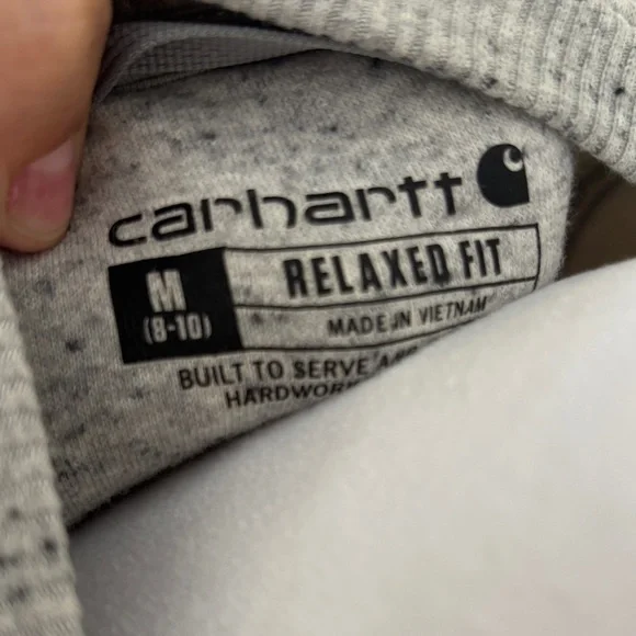 Carhartt Women’s  Light Heather Gray Crewneck Sweatshirt with Sleeve Logo Med - Picture 6 of 6